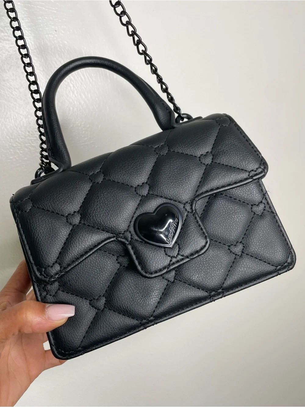 LuvβBetsey Quilted Heart Crossbody Bag - Black